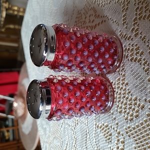 Cranberry S & P shakers.